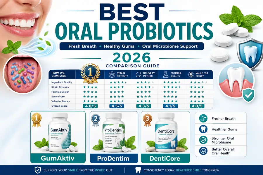 Comparison of the best oral probiotics for fresh breath, gum health, and oral microbiome support