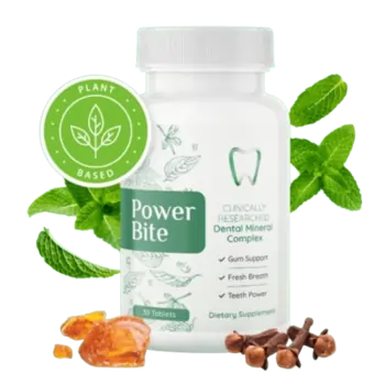 PowerBite oral health supplement bottle